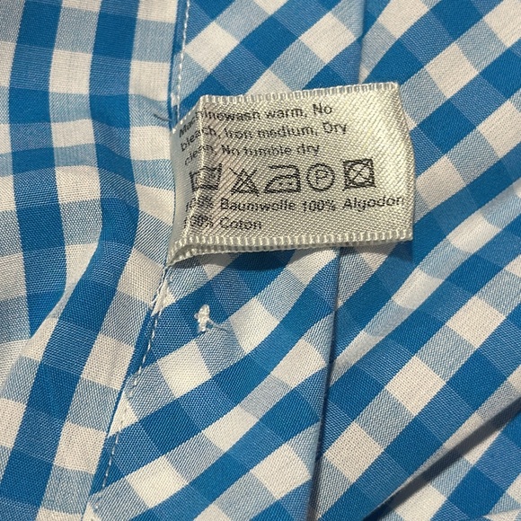 ETON Light Blue Gingham Dress Shirt - Mens 17 / 43 - Picture 6 of 6